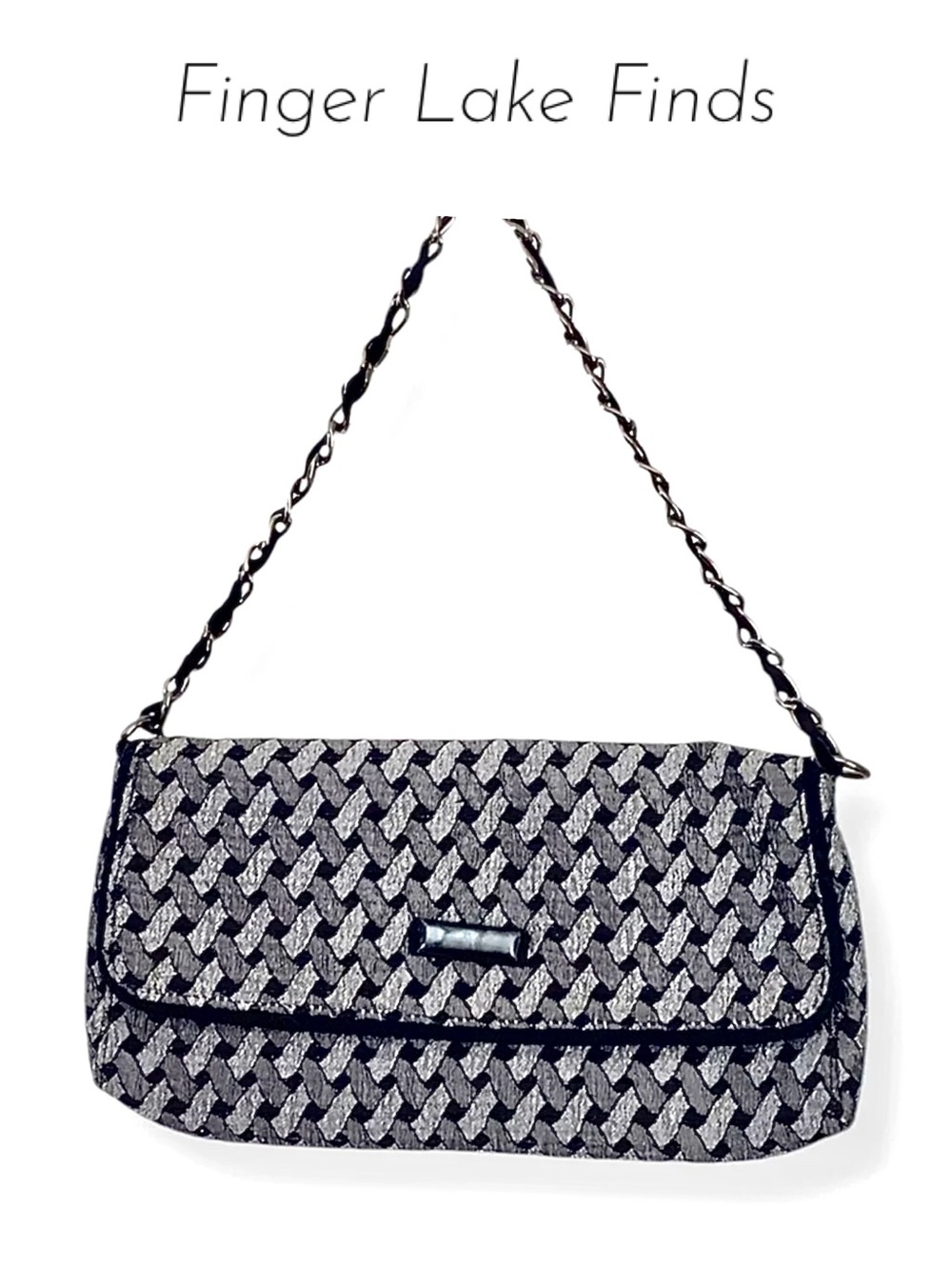 Talbots Black Woven Chain-Handle Clutch